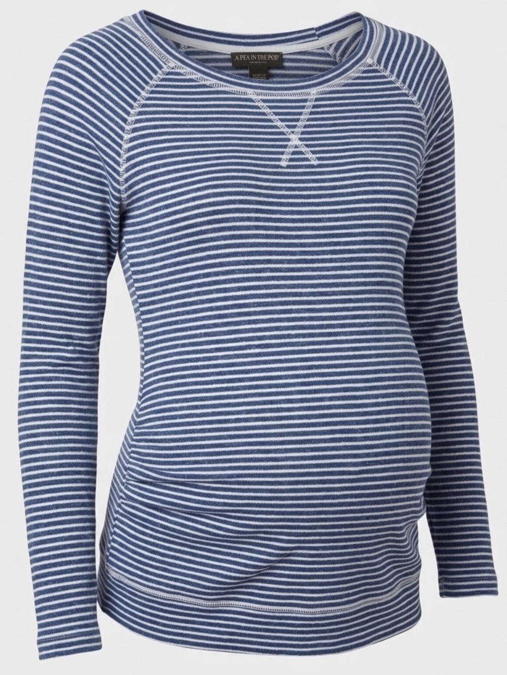 A Pea in the Pod Striped Maternity Tee Raglan Sleeves Contrast Stitching Small